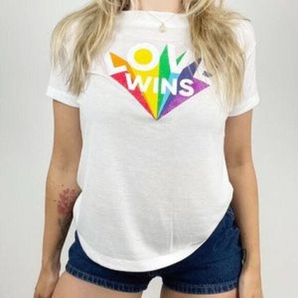 Free People Girl Dangerous Love Wins Short Sleeve - Picture 1 of 3